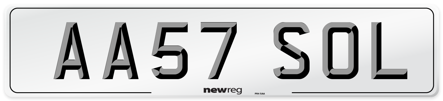AA57 SOL Number Plate from New Reg
